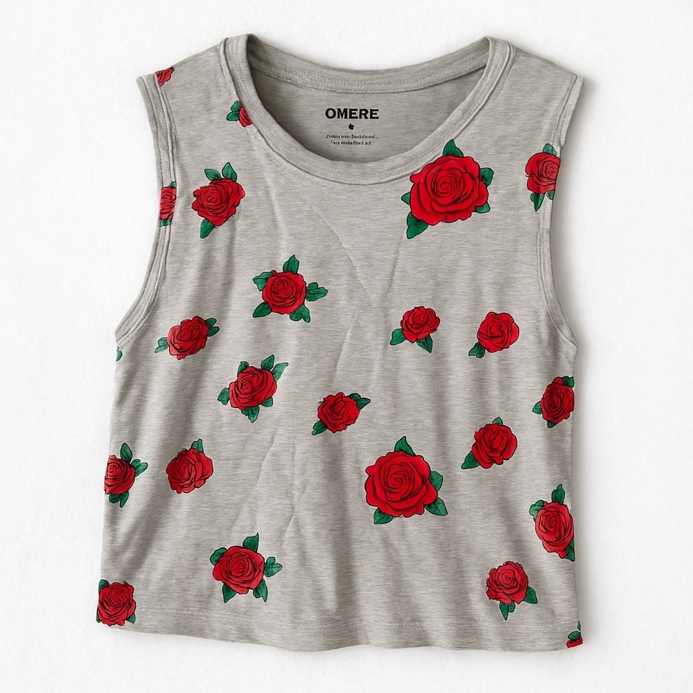 Red‎ Rose/Floral Aesthetic Sleeveless Top Size M